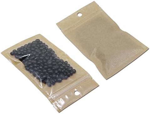 100buc clar maro Kraft hârtie Plastic pentru Zip Reclosable sac de blocare plat căldură sigilabil miros dovada pungi de ambalare