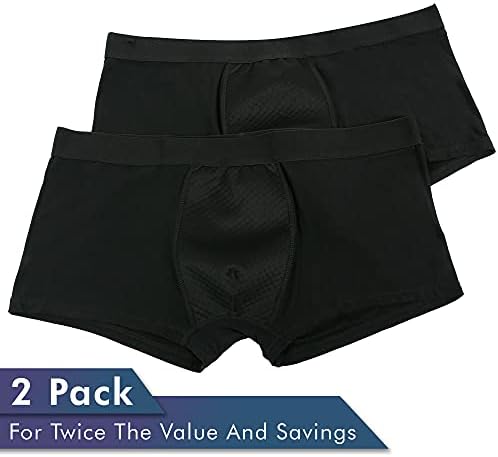 No Wee Brief-pachet de 2 lenjerie de corp lavabilă pentru incontinență urinară pentru bărbați-Brief Boxer din bumbac Ultra
