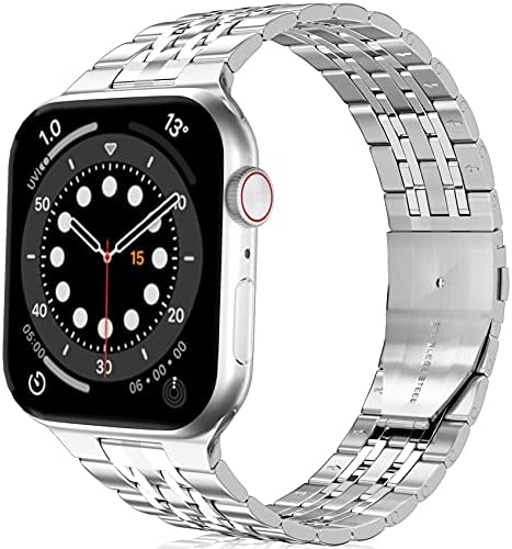 ElimXing compatibil cu Apple Watch Band 38mm 40mm 41mm 42mm 44mm 45mm, curea subțire de înlocuire din oțel inoxidabil pentru