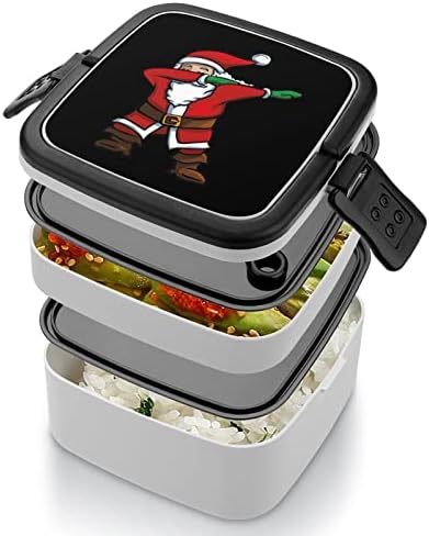 Dabbing Santa Funny All in One Bento Box Lunch Lunch Container cu lingură pentru lucrări de călătorie Picnic