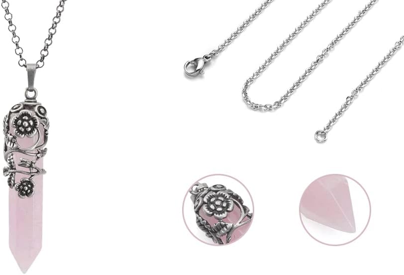 5pcs colier de cristal naturale Reiki vindecare cristal piatra pandantiv cu lanț Ametist roz cuarț piatră prețioasă bijuterii