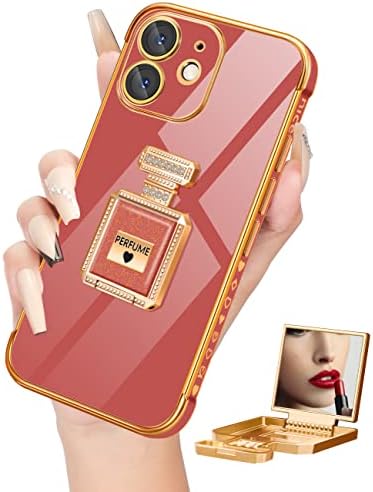 Buleens pentru iPhone 11 Carcasă cu suport de oglindă cu sticlă de parfum metal