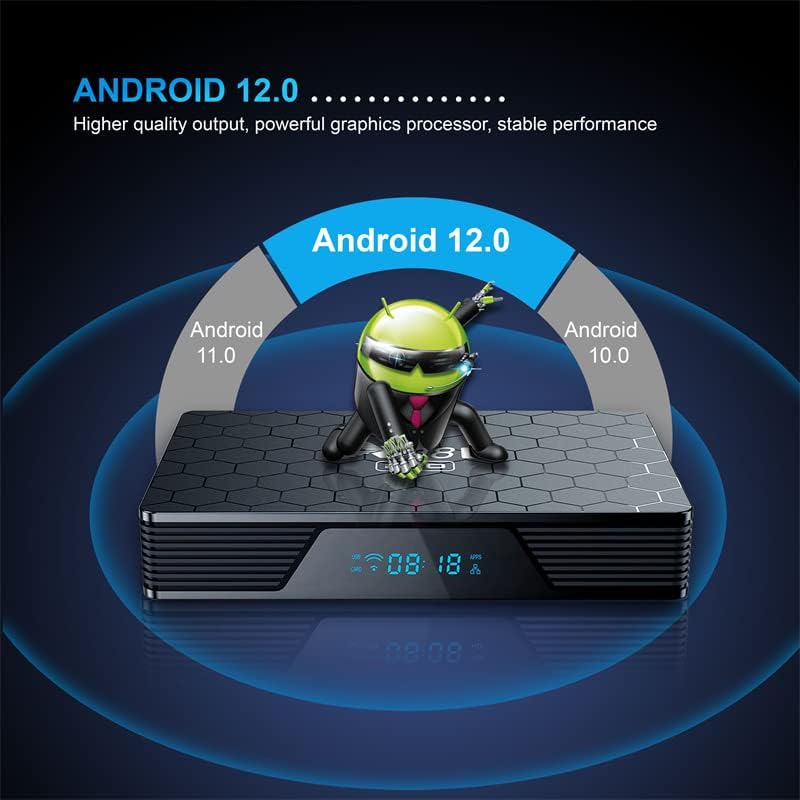 Amitva Android TV Box 12.0, X98H PRO SET SET TOP Caseta de top 4 GB RAM 64 GB ROM H618 Quad-Core Cortex-A53 Suport pentru procesor