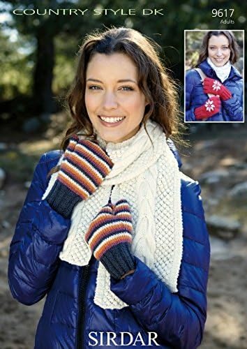 Sirdar Doamnelor eșarfă, mănuși, mănuși stil țară model de tricotat 9617 DK