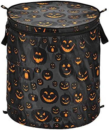 Halloween Jack Lantern Pumpkin Pop Up Laufe Hamper cu coș de depozitare pliabilă cu capac Bag pentru spălătorie pliabil