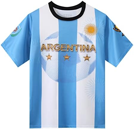 Blue Argentina Champions World Edition Sports Football Boys Kids Kids Youth Jersey Shirt Kit