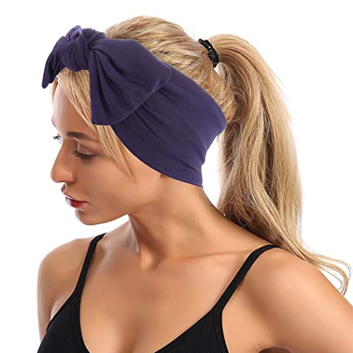 Catery Wide Headband Bow Boho Head Bands înnodate banda de păr negru Turban Headwraps moda Yoga eșarfă de păr pentru femei