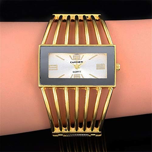 Femei Lux Manșetă brățară cadran dreptunghiular Hollow Analog cuarț încheietura ceas pentru femei