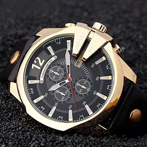 CURREN Bărbați Ceasuri de Lux Aur masculin moda curea din Piele Casual Sport În aer liber ceas de mână cu cadran mare