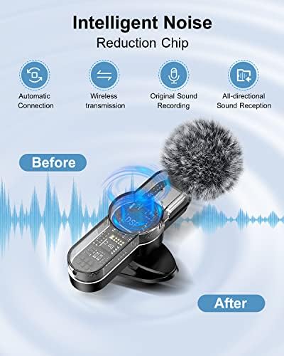 Microfoane wireless duale MILOUZ pentru iPhone / telefon Android / cameră / Laptop, microfon Lavalier fără fir pentru înregistrare