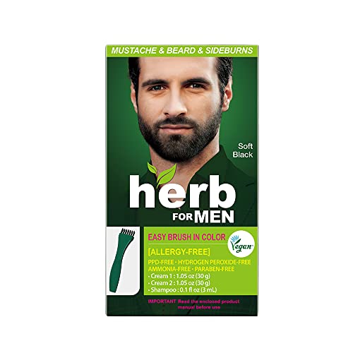 Iarbă pentru bărbați, PPD & mustață fără amoniac & amp; colorant pentru barbă, ingrediente naturale vegane, inodor, fără iritații