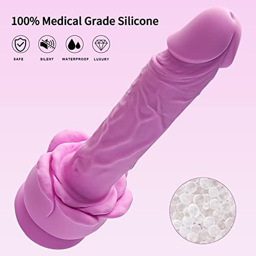 9.84 inch Dildo Rose Sex Toy, Hisionlee Adult Toys Material de silicon cu o bază puternică de aspirație pentru femeile Plăcerea