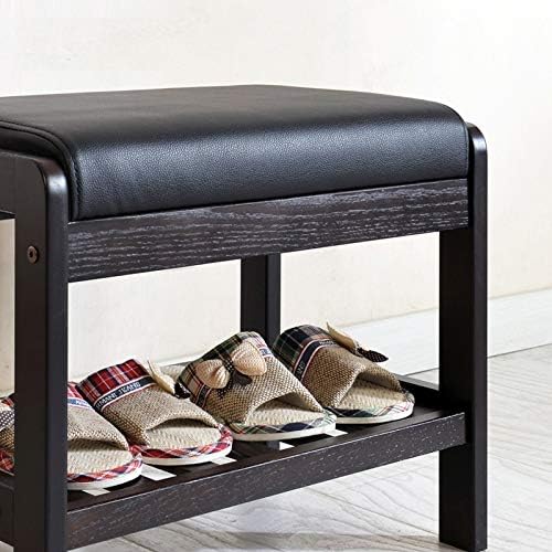 Simplitate elegantă pentru încălțăminte din lemn, organizator de depozitare a pantofilor cu scaun tapițat scaun pa căptușit