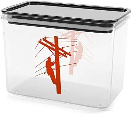 Red Lineman cutie de depozitare plastic alimente Organizator Container canistre cu capac pentru bucatarie
