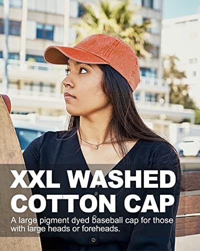 XXL Cap de baseball spălat cu dimensiuni mari, pălărie de tată vopsită cu pigment mare, capac sportiv cu profil scăzut pentru capete mari 23,5 -25.5