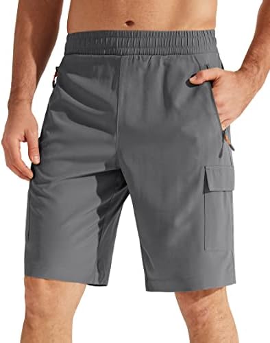 Pantaloni scurți de marfă de drumeție pentru bărbați libin ușor uscat rapid, scurt, casual pentru golf buzunare cu fermoar activ în aer liber