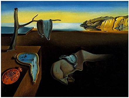 Alonline Art - Persistența ceasului de topire a memoriei de Salvador Dali | Imagine încadrată cu aur tipărită pe pânză de bumbac