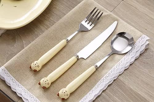 Cuțit, furculiță și lingură set din trei piese de masă de uz casnic drăguț occidental pentru a mânca cuțit pentru copii, furculiță,