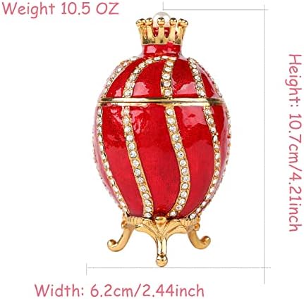 Furuida Red Faberge Egg Stilul bijuterii Cutie Trinket Cutie cu Crown Vintage Ornamente decorative Cadou unic
