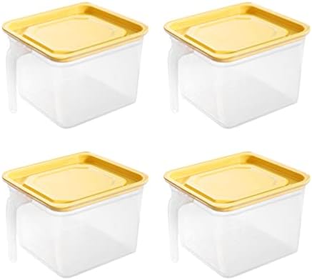 SOLUSTRE Clear Container 4 buc frigider container de depozitare stivuibil pătrat cutie de depozitare a alimentelor cu mâner