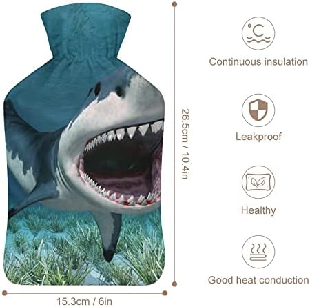 Sticlă de apă caldă rechin cu capac moale pentru compresă fierbinte și terapie la rece ameliorarea durerii 6x10. 4in