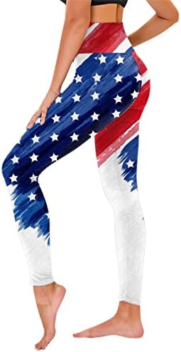 4 iulie jambiere cu talie înaltă pentru femei USA Flag Yoga Workout Leggings Ultra Soft periat Elastic Jogger Workout Pants