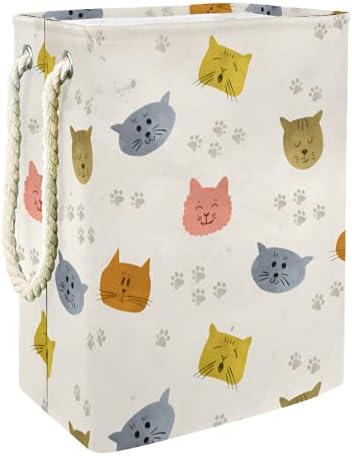 Coșuri de rufe impermeabile Deyya pisici înalte, robuste, pliabile, pictate manual-coș de imprimare 01 pentru copii adulți
