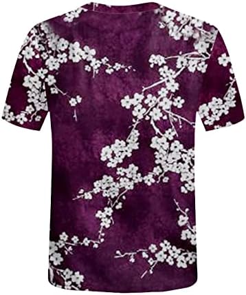 Bluză pentru femei cu mânecă scurtă Crewneck Spandex Gradient Bloc de culoare Flori Grafică Relaxată Fit Blouse Doamnelor 2023