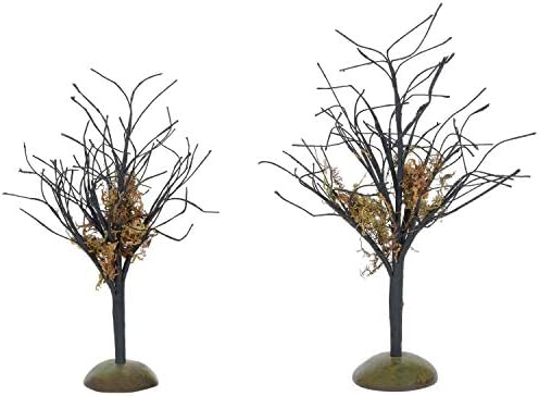 Departamentul 56 Accesorii de colectare a satului Halloween Midnight Moss Trees Figurine Set, diferite dimensiuni, multicolor