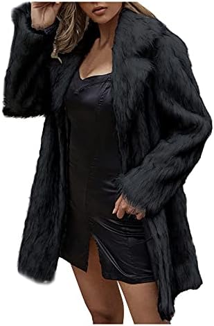 Haine de iarnă pentru femei Fuzzy Open Front Cardigan Coat artificial -Jachete Outwear pentru haine pentru femei