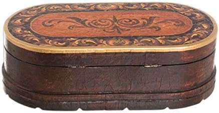 Novica Oval Motiv Floral Box din lemn, Reminisce '