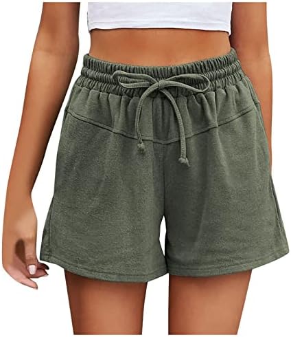 Pantaloni scurți de transpirație pentru femei Oplxuo cu buzunare Pantaloni scurți de vară Casual Vărsători sportivi elastici