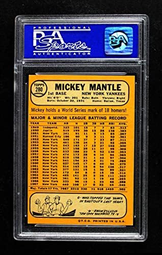1968 Topps 280 Mickey Mantle New York Yankees PSA PSA 5.00 Yankees