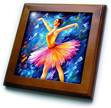 3drose balet Digital Art-dans balerină. Portocaliu, Roz, Albastru. - Plăci Încadrate