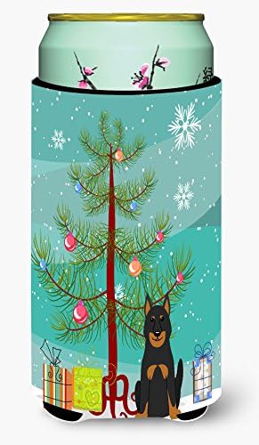 Caroline's Treasures BB4205TBC Arbore de Crăciun fericit Beauce Shepherd Dog Băieți înalți Hugger, Can Mânecă Hugger Mașină Băutură lavabilă Mânecă Hugger izolator pliabil Băut Izolat Izolat,