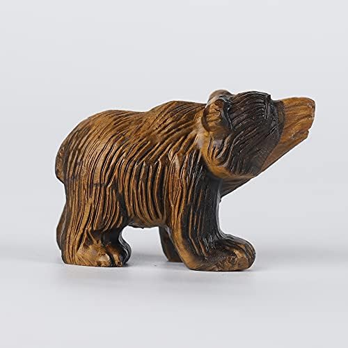 Figurină naturală a ursului ， bijuterie sculptată manual Stone sculptând piatră hrystal vindecare a cristalului de cristal