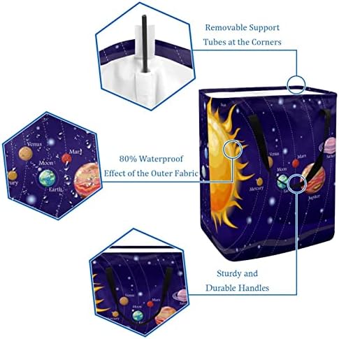 Coșuri de rufe cu mânere pliabil sistem Solar imprimare stocare împiedică pentru adulți copii Teen dormitoare baie murdar haine