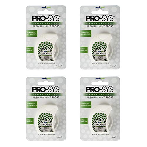 Pro-Sys® Premium Mint Dental Floss, rezistent la mărunțiș, elimină placa și mâncarea, pachet de 4