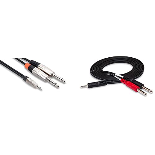 Hosa HMP-006Y REAN 3.5 mm TRS la Dual 1/4 inch TS Pro Stereo Breakout cablu, 6 picioare lungime cablu, 24 AWG conductori de