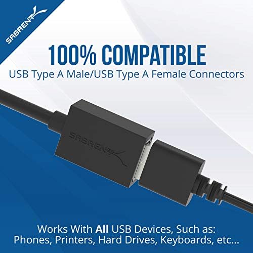 SABRINT 22AWG USB 2.0 Cablu de extensie Un bărbat la o femeie [negru] 10 picioare