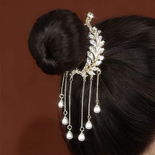 2pcs Light Luxury Richystone Tassel Pearl Hair Glaws - Vintage Women Tolder