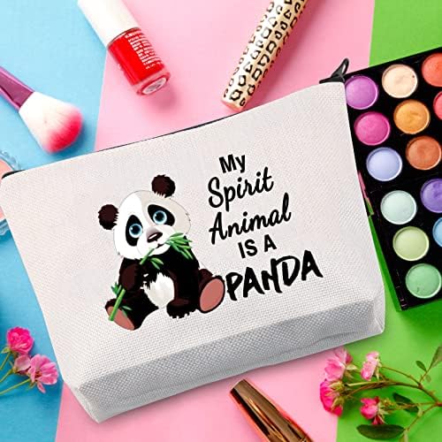 WZMPA Panda Panga Tematică Cosmetic Geantă Panda Lover Cadou My Spirit Animal este un panda Machiaj cu fermoar pungă de pungă