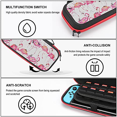 Acuarelă Flamingos care transportă carcasă pentru Nintendo Switch Protector Portable Hard Hard Hard HOGE BAG JOC