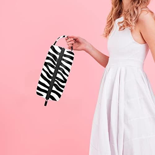 Geantă cosmetică tbouobt pentru femei, pungi de machiaj Cadou de călătorie de toaletă în cameră, model de zebră alb -negru