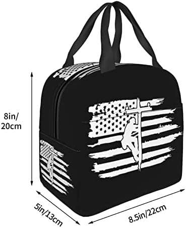 SWPWAB American Flag Lineman reutilizabil folie portabilă îngroșată geantă izolată atât pentru bărbați, cât și pentru femei
