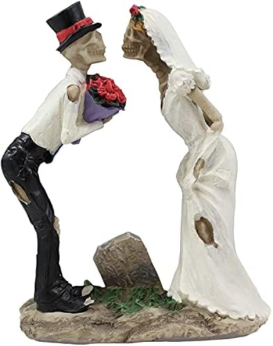 Ebros Love Never Dies Schelet Romantic Bridal Cuplu nuntă Primul sărut de Tombstone Cimitirul Figurină Ziua Mirelui Gothic