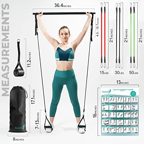Kit premium de Bar Pilates cu benzi de rezistență-Echipament de antrenament pentru întregul corp-sală de gimnastică portabilă-echipament