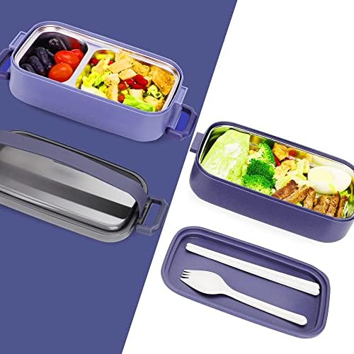 Cutie Bento din oțel inoxidabil Jubosycz pentru adulți și copii, cutia japoneză pentru scurgeri de prânz divizat pentru mâncare