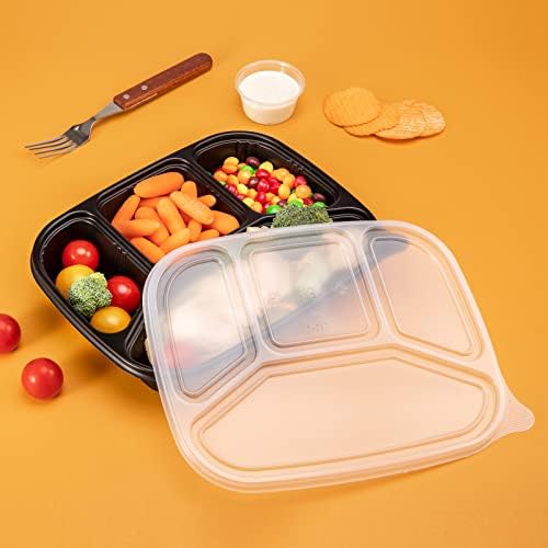 Containere de pregătire a mesei otor cutii Bento de 34 oz 4 compartimente cu capace etanșe transparente cutie de prânz pentru