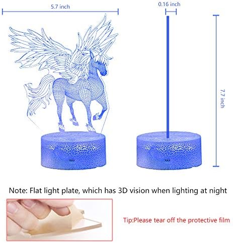 BringLED Unicorn Lamp Girls Night Light, 16 culori-lampă de noptieră reglabilă, cu telecomandă / control tactil, lampă de iluzie